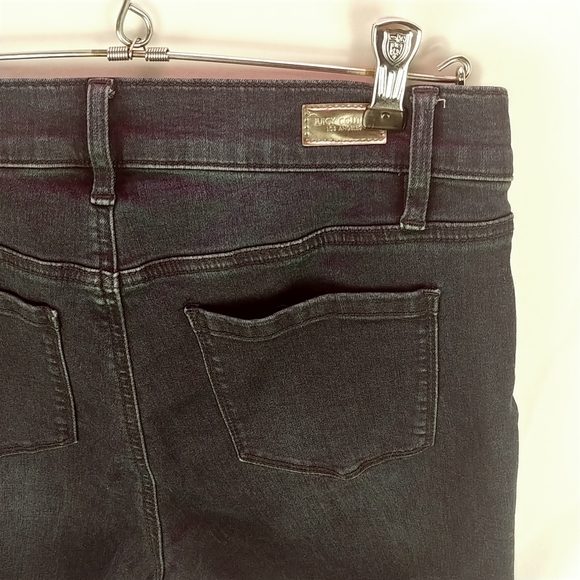 Juicey Couture Co Skinny Jeans Women 10 Dark Wash Velvet Tuxedo Stripe Raw Hem - Picture 7 of 7